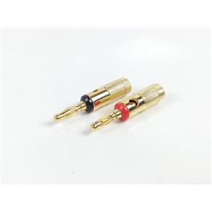 PAR PLUG CONECTOR BANANA INDIVIDUAL BK / RD BANHADO A OURO Ø4.5mm