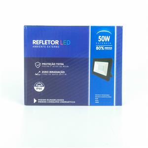 REFLETOR LED 50W BIVOLT 6000-6500K PROTEÇÃO IP66 - 13x10x2,5cm